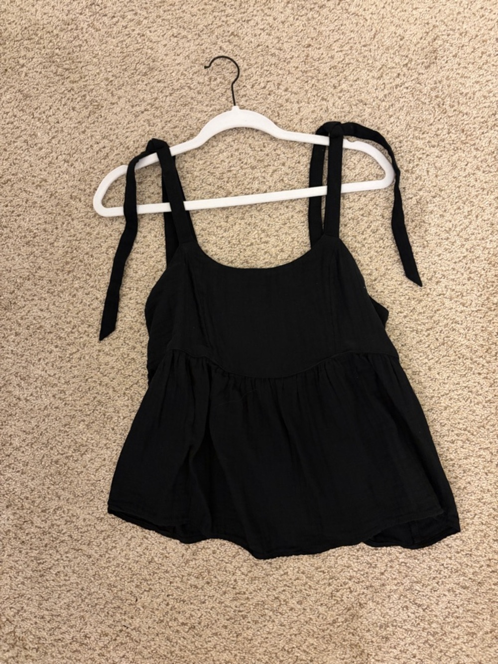 Old Navy Black Tie-Shoulder Babydoll Tank Top